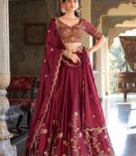 Rani Pink Embroidered Designer Lehenga Choli with Dupatta