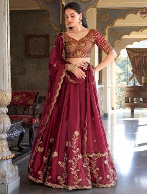 Rani Pink Embroidered Designer Lehenga Choli with Dupatta 2