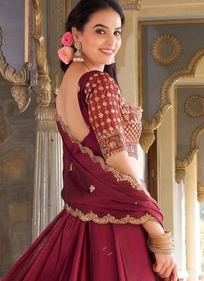Rani Pink Embroidered Designer Lehenga Choli with Dupatta 3