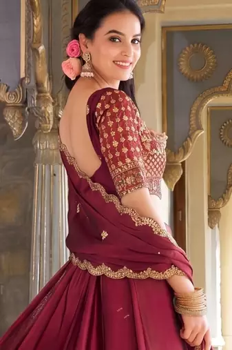 Rani Pink Embroidered Designer Lehenga Choli with Dupatta