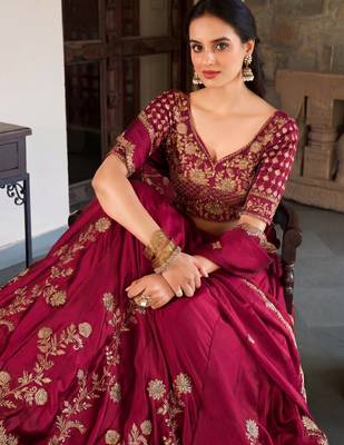 Rani Pink Embroidered Designer Lehenga Choli with Dupatta 4