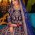 DESIGNER BLUE VELVET FABRIC WEDDING BRIDAL LEHENGA CHOLI SEMI STITCHED