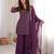wine silk blend embroidered kurta palazzo dupatta set