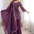 wine silk blend embroidered kurta palazzo dupatta set