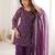 wine silk blend embroidered kurta palazzo dupatta set