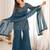 Teal silk blend embroidered kurta palazzo dupatta set