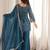 Teal silk blend embroidered kurta palazzo dupatta set