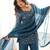 Teal silk blend embroidered kurta palazzo dupatta set
