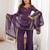purple silk blend embroidered kurta palazzo dupatta set