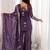 purple silk blend embroidered kurta palazzo dupatta set
