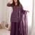 wine silk blend embroidered kurta palazzo dupatta set