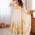 cream floral print organza silk blend anarkali suit with dupatta and pant
