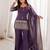 purple silk blend embroidered kurta palazzo dupatta set