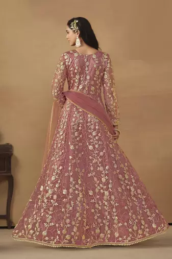Exquisite Pink Net Pant Style Gown