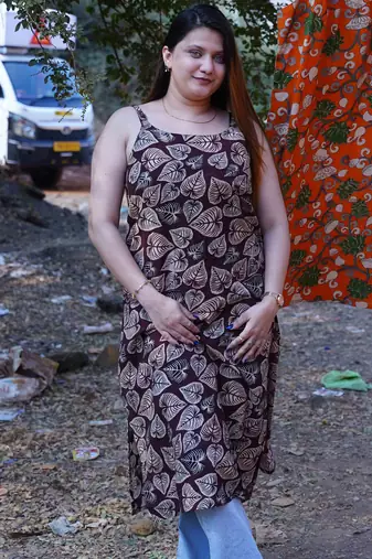 brown  kalamkari handblock printed kurta