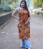 orange kalamkari kurti