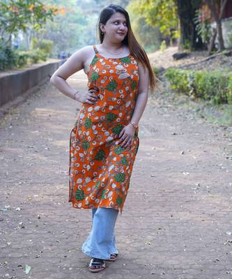 orange kalamkari kurti 2