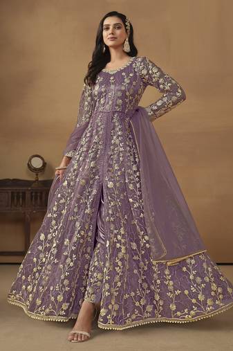 Elegant Lavender Pant Style Net Gown