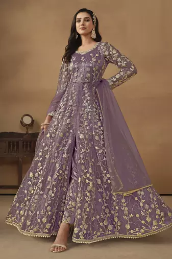 Elegant Lavender Pant Style Net Gown