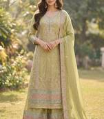 Green vichitra silk sharara salwar suit