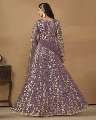 Elegant Lavender Pant Style Net Gown 2