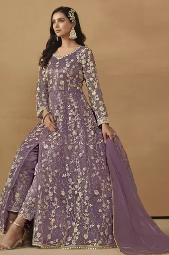Elegant Lavender Pant Style Net Gown