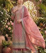 Peach vichitra silk sharara salwar suit