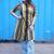 mustard & black striped handblock kurta