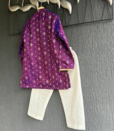 Deep royal purple embroidered cotton silk kurta set