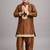 Coffee brown embroidered cotton silk kurta set