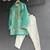 Pastel green embroidered cotton silk kurta set