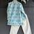Aqua blue printed cotton silk kurta set