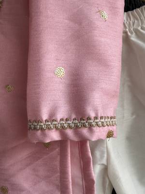 Baby pink embroidered cotton silk Boy's Kurta Pyjama 3