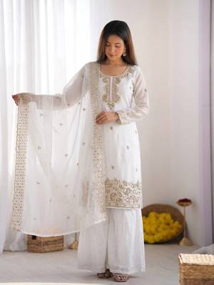 White gmy choo silk embroidered sharara set 1