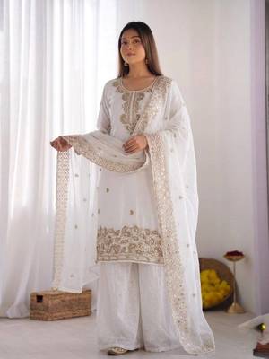 White gmy choo silk embroidered sharara set 2