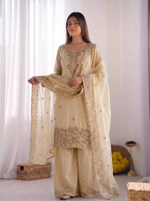 Cream gmy choo silk embroidered sharara set 1