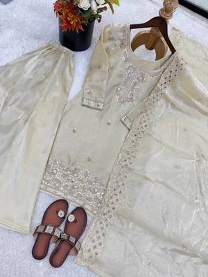 Cream gmy choo silk embroidered sharara set 4