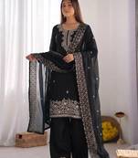 Black gmy choo silk embroidered sharara set
