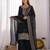 black  silk blend embroidered sharara set