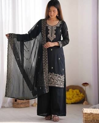 Black gmy choo silk embroidered sharara set 2
