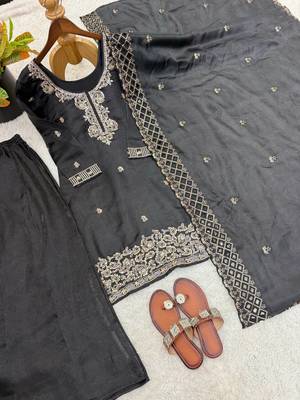 Black gmy choo silk embroidered sharara set 4