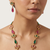 Statement gold plated gandaberunda & lotus long necklace set with pink stones