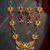 Statement gold plated gandaberunda & lotus long necklace set with pink stones