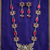 Statement oxidized silver gandaberunda & lotus long necklace set with pink stones