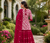 Rani Pink Elegant Printed Kurti With Vibrant Sharara And Dupatta Perfect For Festive And Wedding Wear.