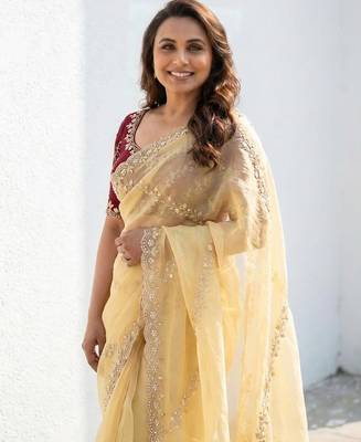gold gold crush embroidered saree with blouse 3