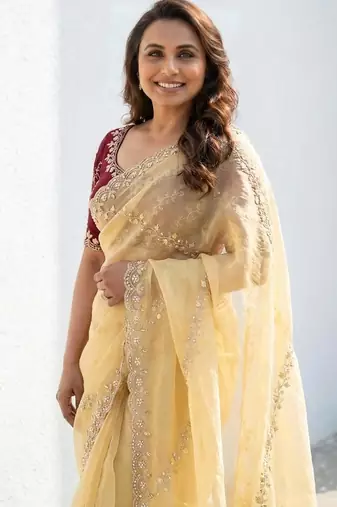 gold gold crush embroidered saree with blouse