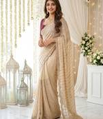 cream georgette embroidered saree with blouse