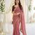 Pink color georgette embroidered work saree with un-stitch blouse