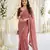 Pink color georgette embroidered work saree with un-stitch blouse